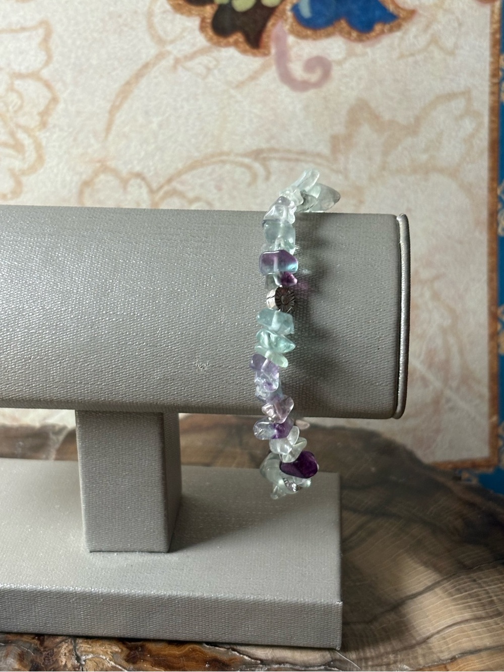 Multicolor Fluorite Crystal Beaded Chip Stretch Bracelet